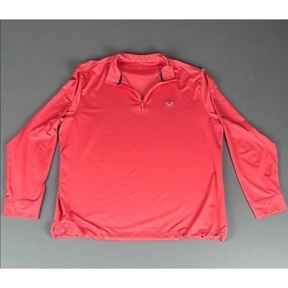 Vineyard Vines Quarter Zip Pullover Mens XL Coral‎ Performance Stretch